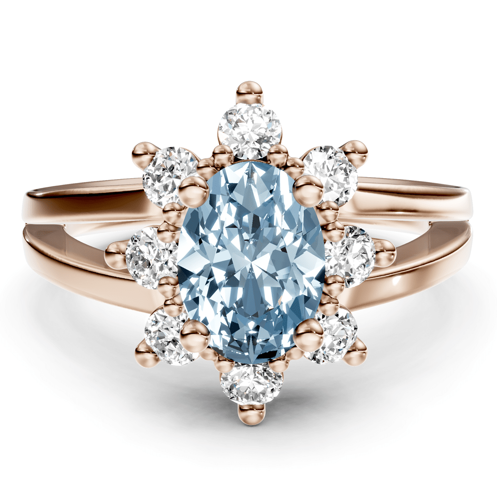 1.40 - 4.40 CT Oval & Round Cut Fancy Blue Diamonds - Engagement Ring - Primestyle.com