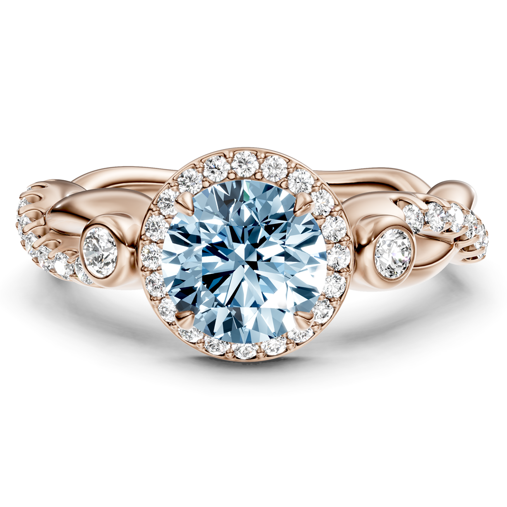 1.70-4.70 CT Princess & Round Cut Fancy Blue Diamonds - Engagement Ring