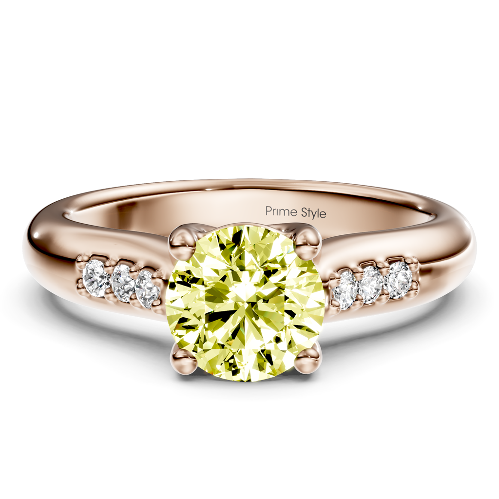 1.10-4.10 CT Round Cut Fancy Yellow Diamonds - Engagement Ring