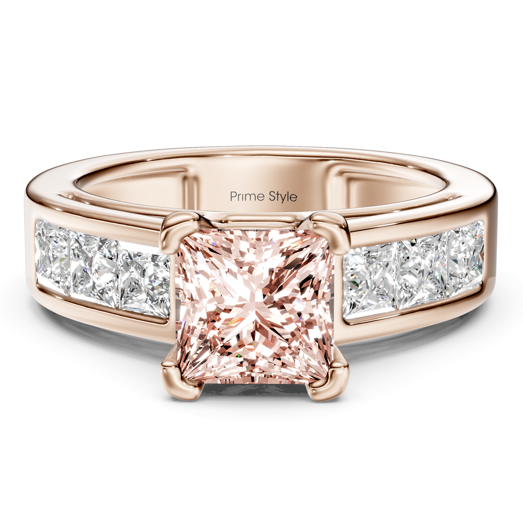 2.05-5.05 CT Princess Cut Fancy Pink Diamonds - Engagement Ring