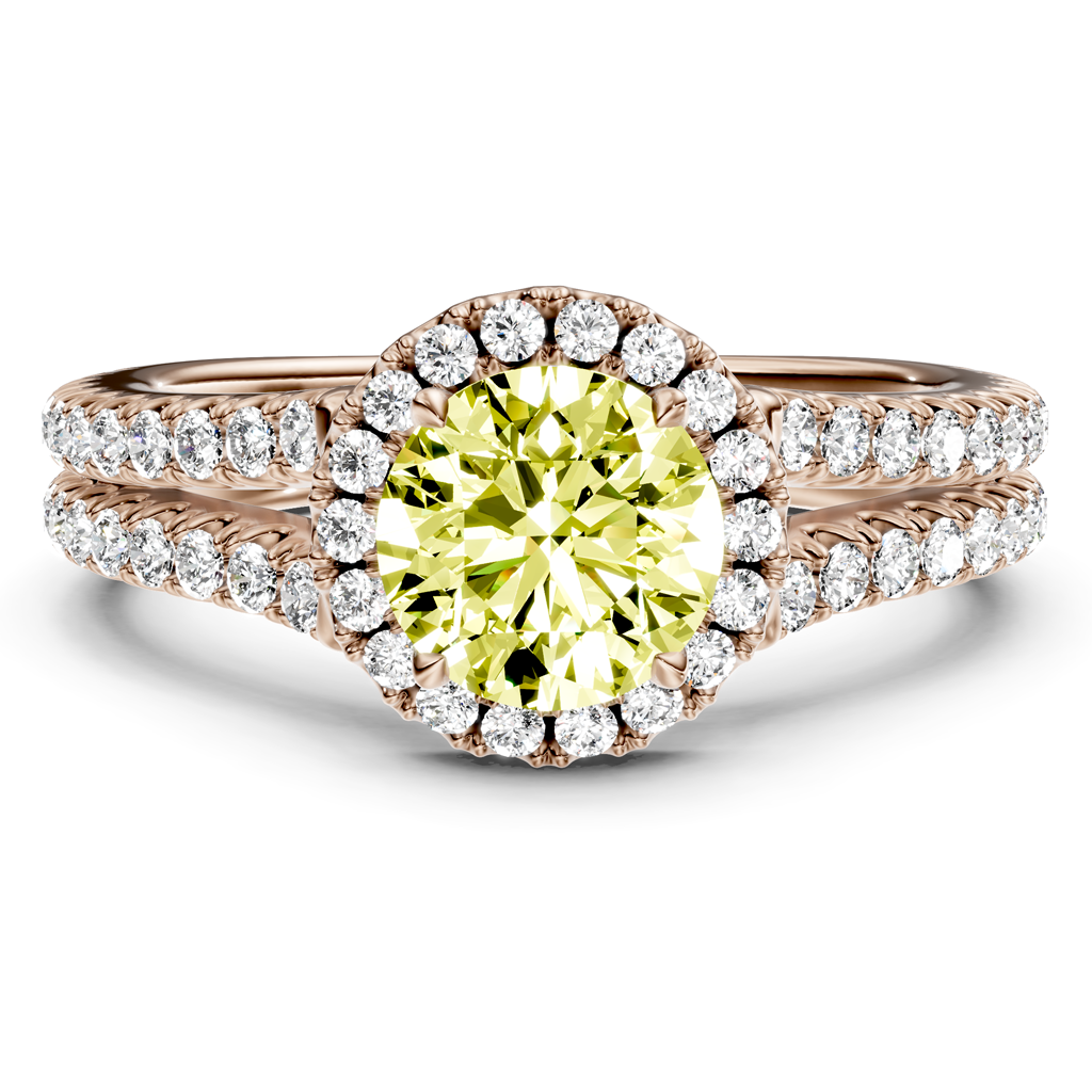 1.60-4.60 CT Round Cut Fancy Yellow Diamonds - Engagement Ring