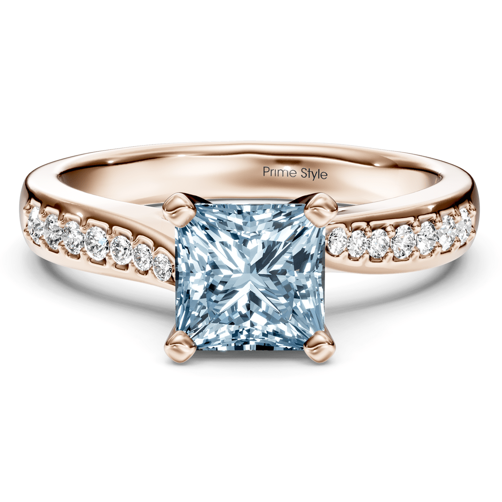 1.15 - 4.15 CT Princess & Round Cut Fancy Blue Diamonds - Engagement Ring - Primestyle.com