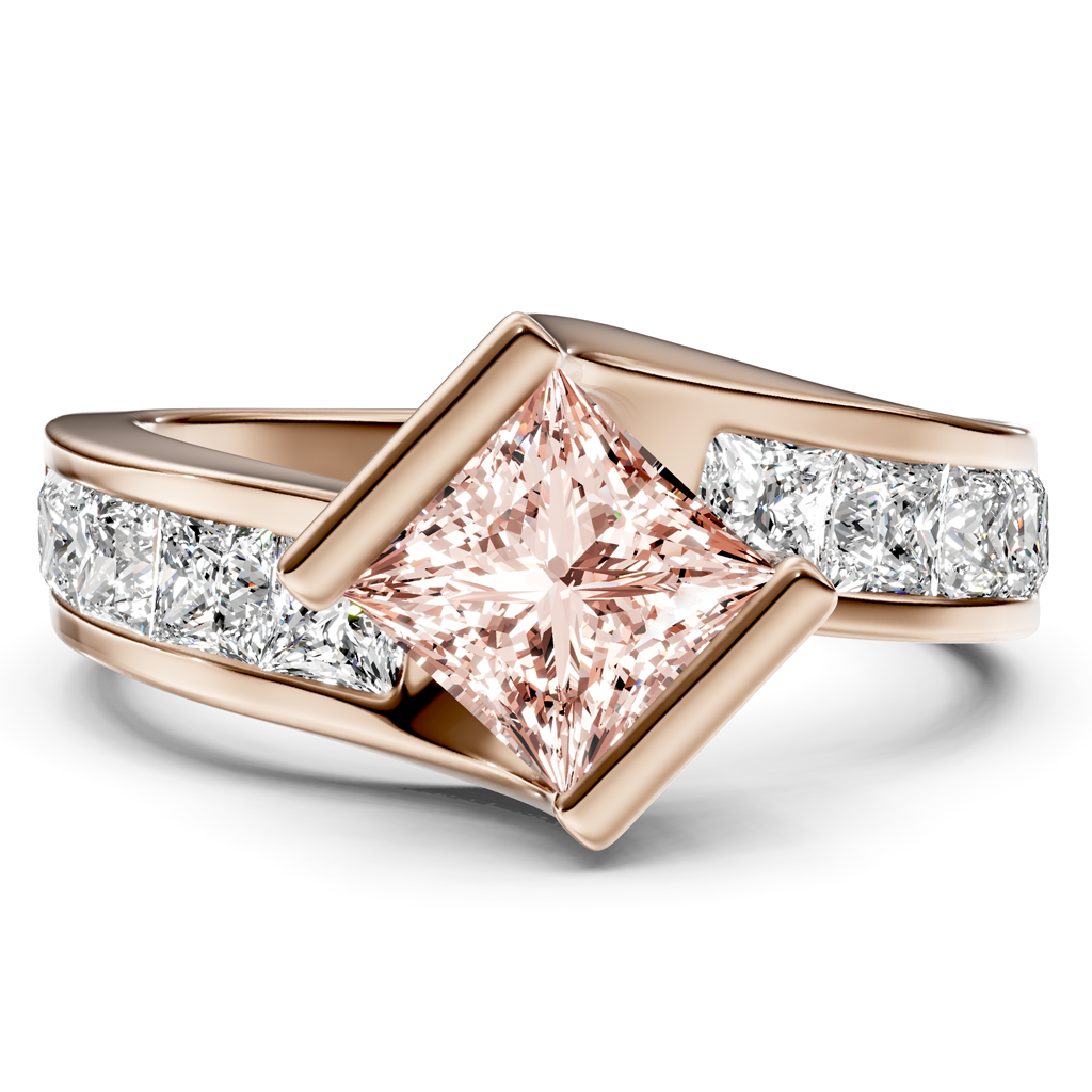 2.60-5.60 CT Princess Cut Fancy Pink Diamonds - Engagement Ring