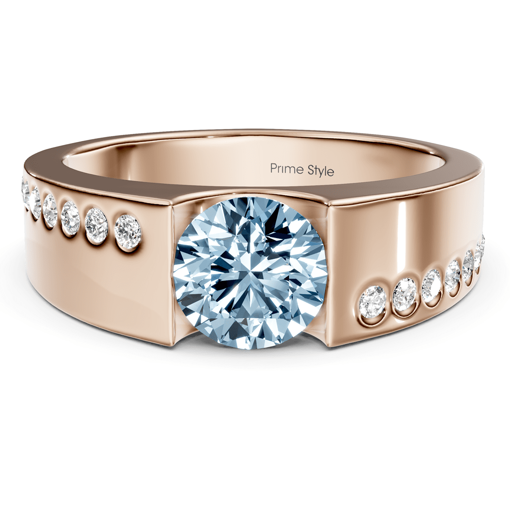 1.20-4.20 CT Round Cut Fancy Blue Diamonds - Engagement Ring