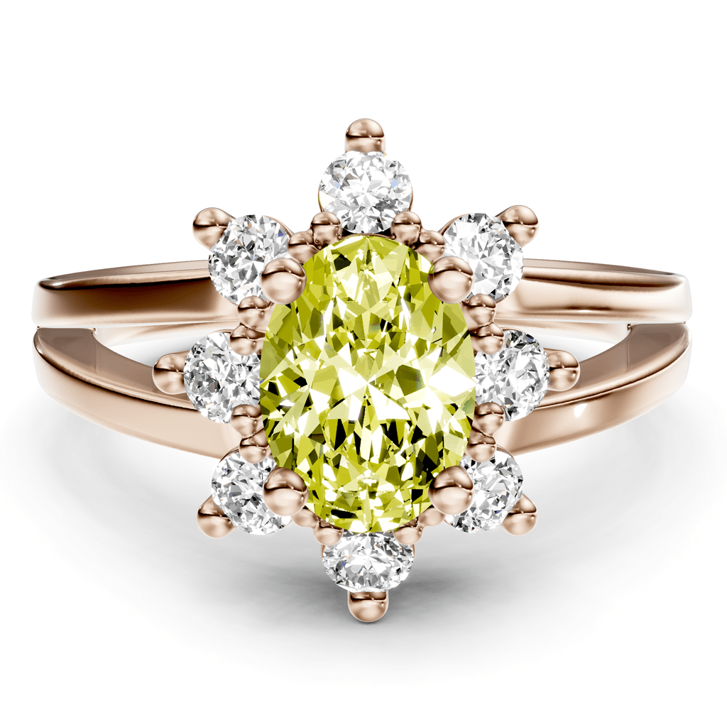 1.40 - 4.40 CT Oval & Round Cut Fancy Yellow Diamonds - Engagement Ring - Primestyle.com