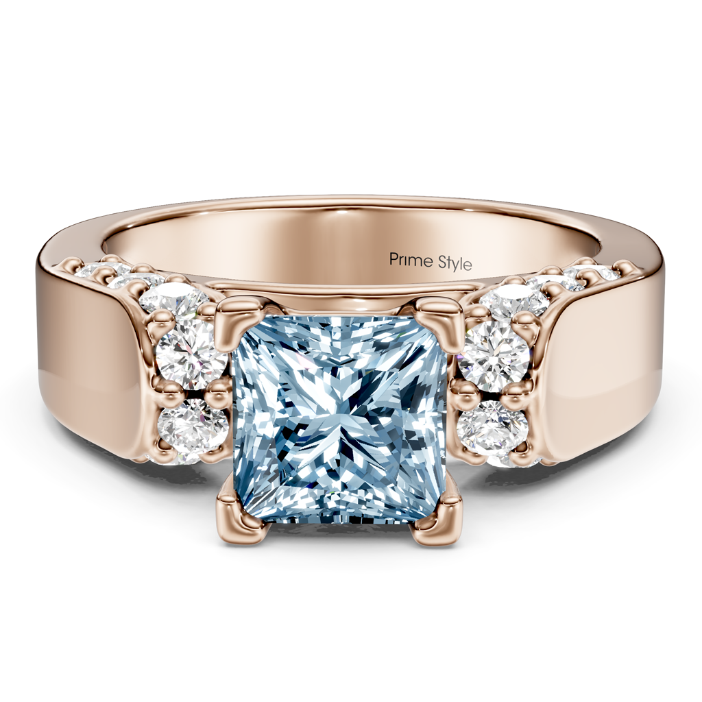 1.65-4.65 CT Princess & Round Cut Fancy Blue Diamonds - Engagement Ring