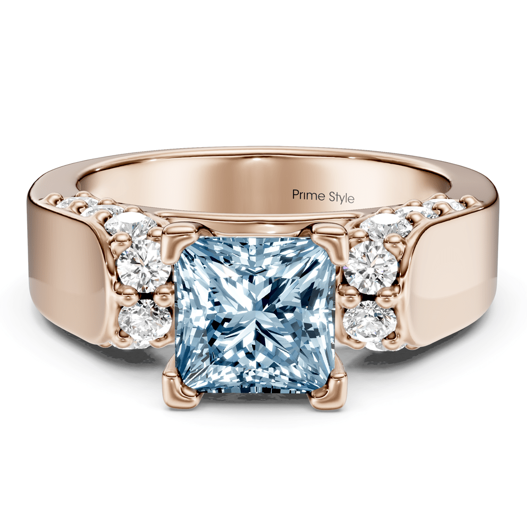 1.65 - 4.65 CT Princess & Round Cut Fancy Blue Diamonds - Engagement Ring - Primestyle.com