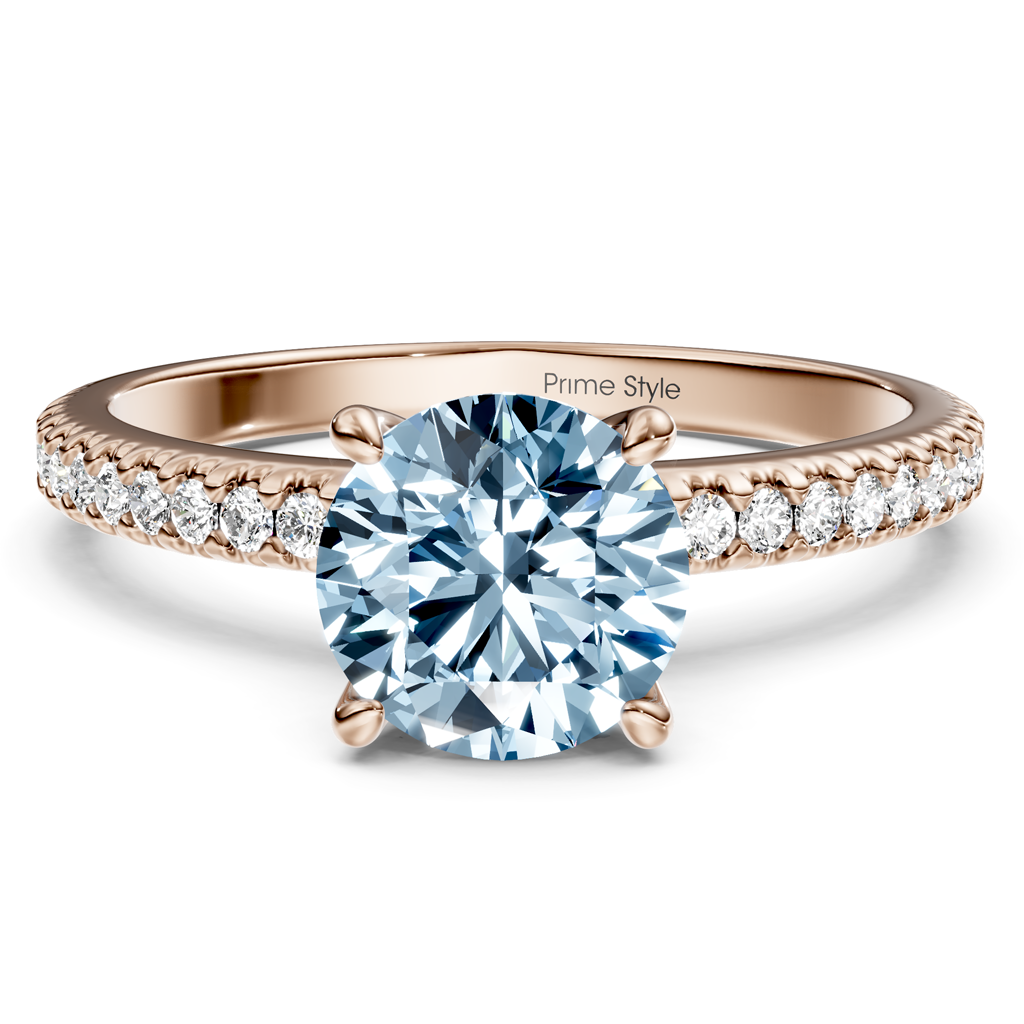 1.20-4.20 CT Round Cut Fancy Blue Diamonds - Engagement Ring