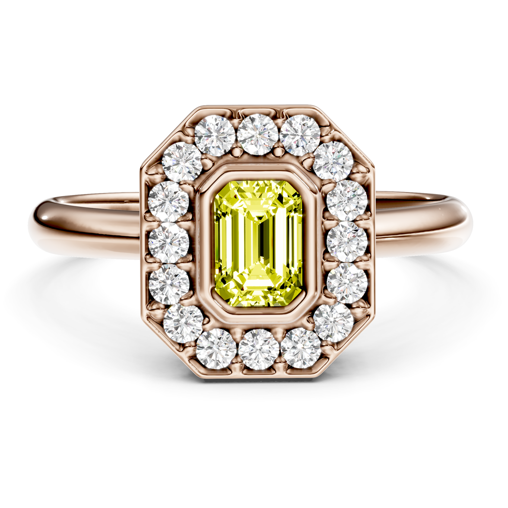 1.35-4.35 CT Emerald & Round Cut Fancy Yellow Diamonds - Engagement Ring