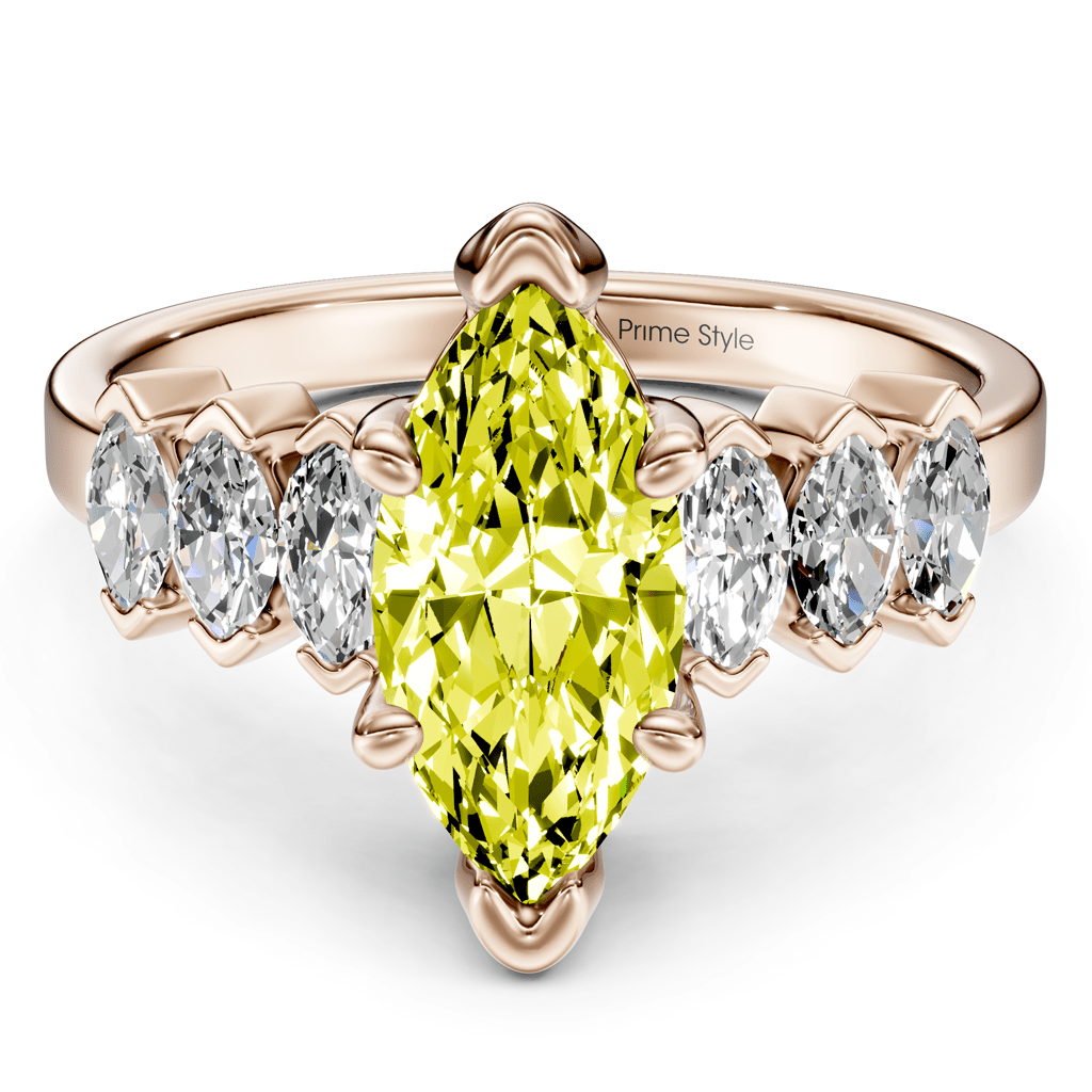 2.00 - 5.00 CT Marquise Cut Fancy Yellow Diamonds - Engagement Ring - Primestyle.com