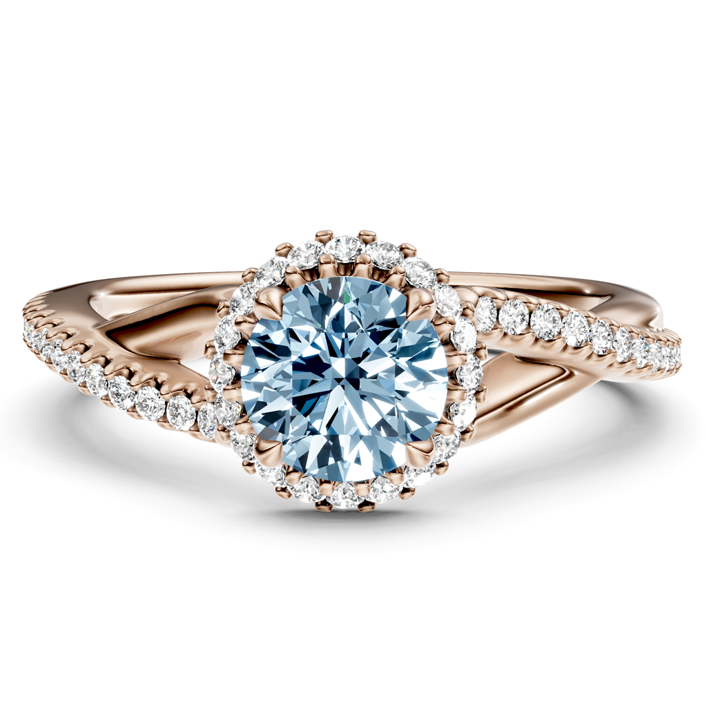 1.25-4.25 CT Round Cut Fancy Blue Diamonds - Engagement Ring