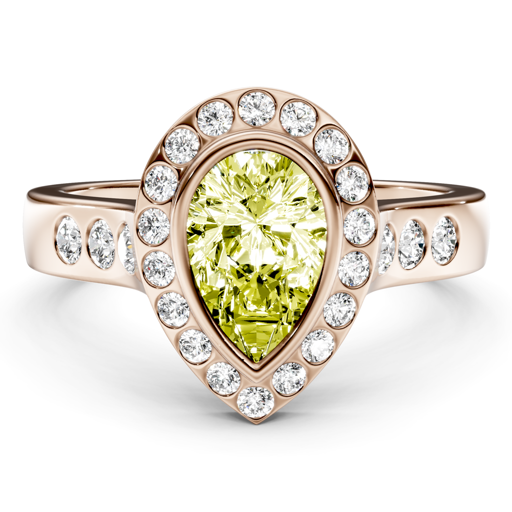 1.38-4.38 CT Pear & Round Cut Fancy Yellow Diamonds - Engagement Ring