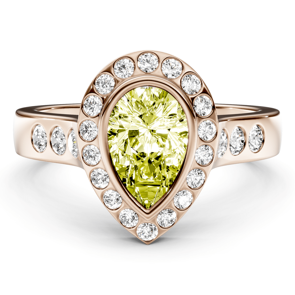 1.38-4.38 CT Pear & Round Cut Fancy Yellow Diamonds - Engagement Ring
