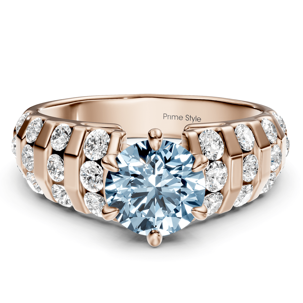 1.75 - 4.75 CT Round Cut Fancy Blue Diamonds - Engagement Ring - Primestyle.com