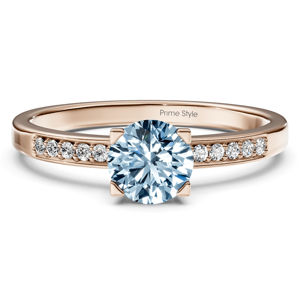 1.10 - 4.10 CT Round Cut Fancy Blue Diamonds - Engagement Ring - Primestyle.com
