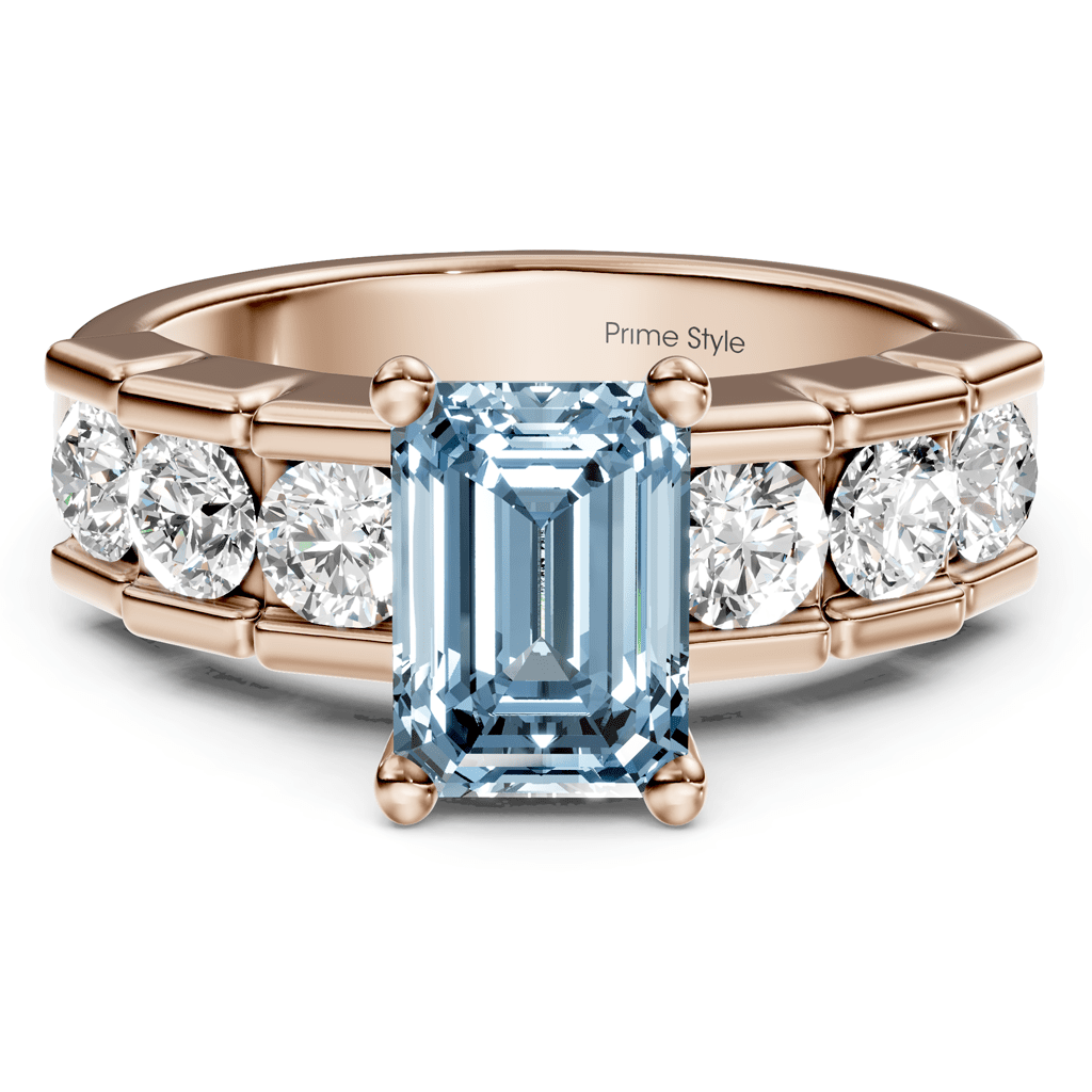 1.85 - 4.85 CT Princess & Round Cut Fancy Blue Diamonds - Engagement Ring - Primestyle.com