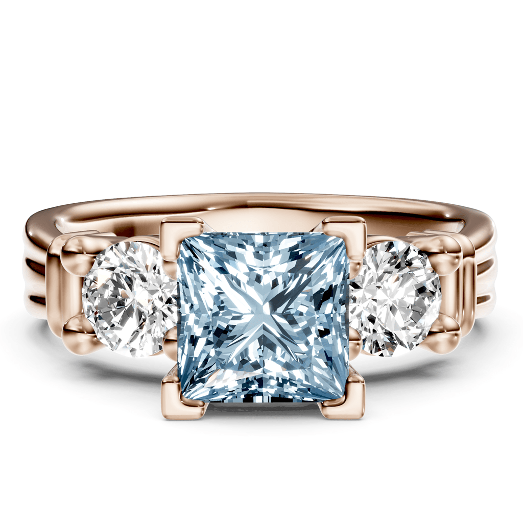1.50-4.50 CT Princess & Round Cut Fancy Blue Diamonds - Engagement Ring