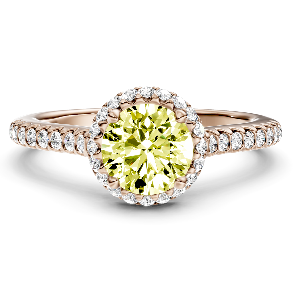 1.30-4.30 CT Round Cut Fancy Yellow Diamonds - Engagement Ring
