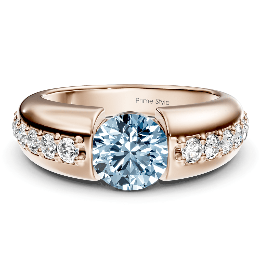 1.50 - 4.50 CT Round Cut Fancy Blue Diamonds - Engagement Ring - Primestyle.com