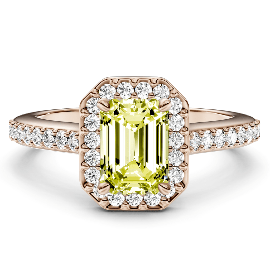 1.30-4.30 CT Emerald & Round Cut Fancy Yellow Diamonds - Engagement Ring