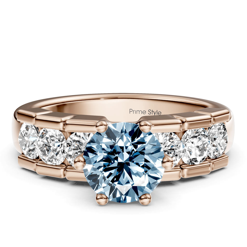 1.85 - 4.85 CT Round Cut Fancy Blue Diamonds - Engagement Ring - Primestyle.com