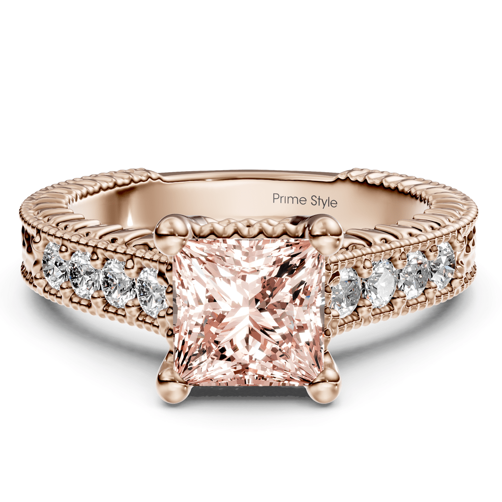 1.30-4.30 CT Princess & Round Cut Fancy Pink Diamonds - Engagement Ring