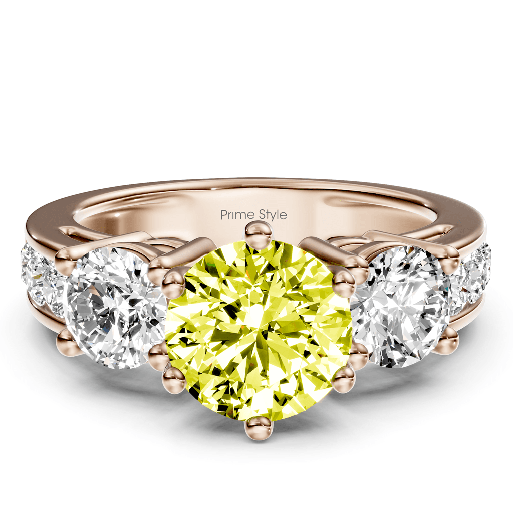 1.80 - 4.80 CT Princess & Round Cut Fancy Yellow Diamonds - Engagement Ring - Primestyle.com