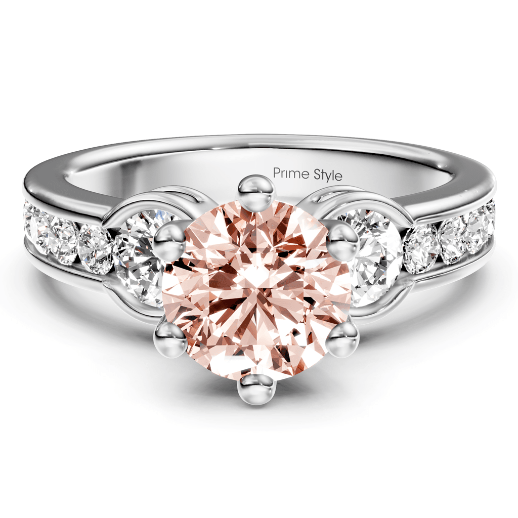 1.85 - 4.85 CT Round Cut Fancy Pink Diamonds - Engagement Ring - Primestyle.com