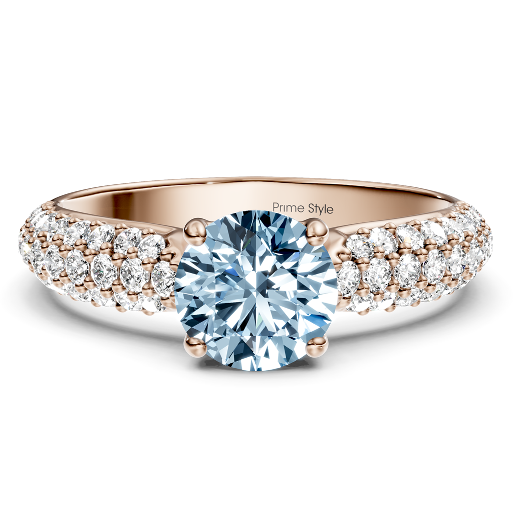 1.50-4.50 CT Round Cut Fancy Blue Diamonds - Engagement Ring