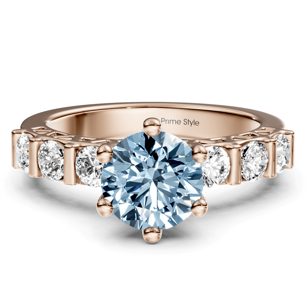 1.60 - 4.60 CT Round Cut Fancy Blue Diamonds - Engagement Ring - Primestyle.com