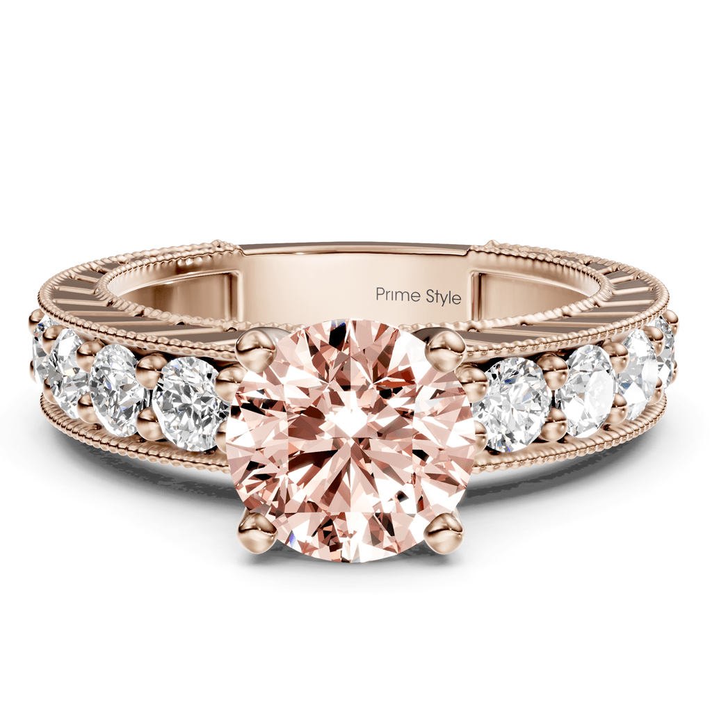 1.85 - 4.85 CT Princess & Round Cut Fancy Pink Diamonds - Engagement Ring - Primestyle.com