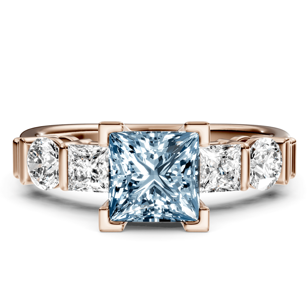 1.70 - 4.70 CT Princess & Round Cut Fancy Blue Diamonds - Engagement Ring - Primestyle.com