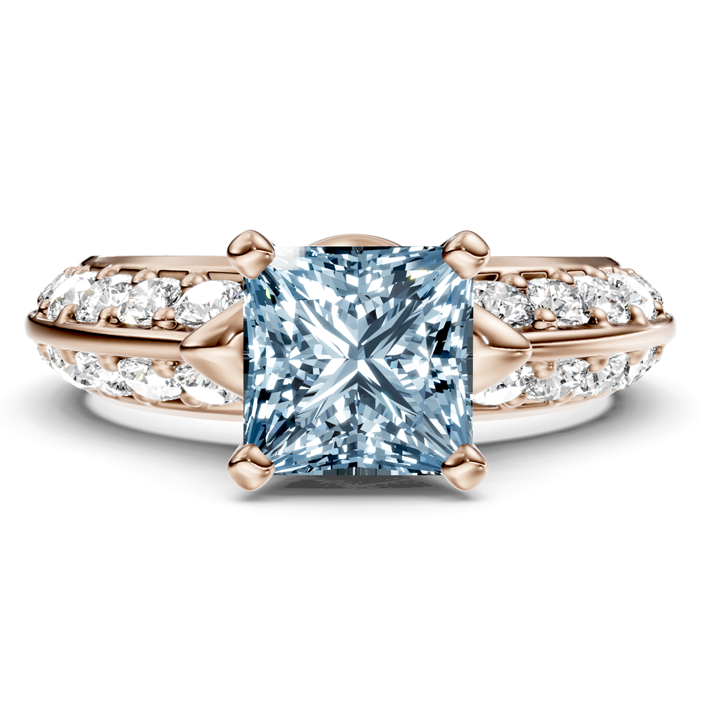 1.65-4.65 CT Princess & Round Cut Fancy Blue Diamonds - Engagement Ring