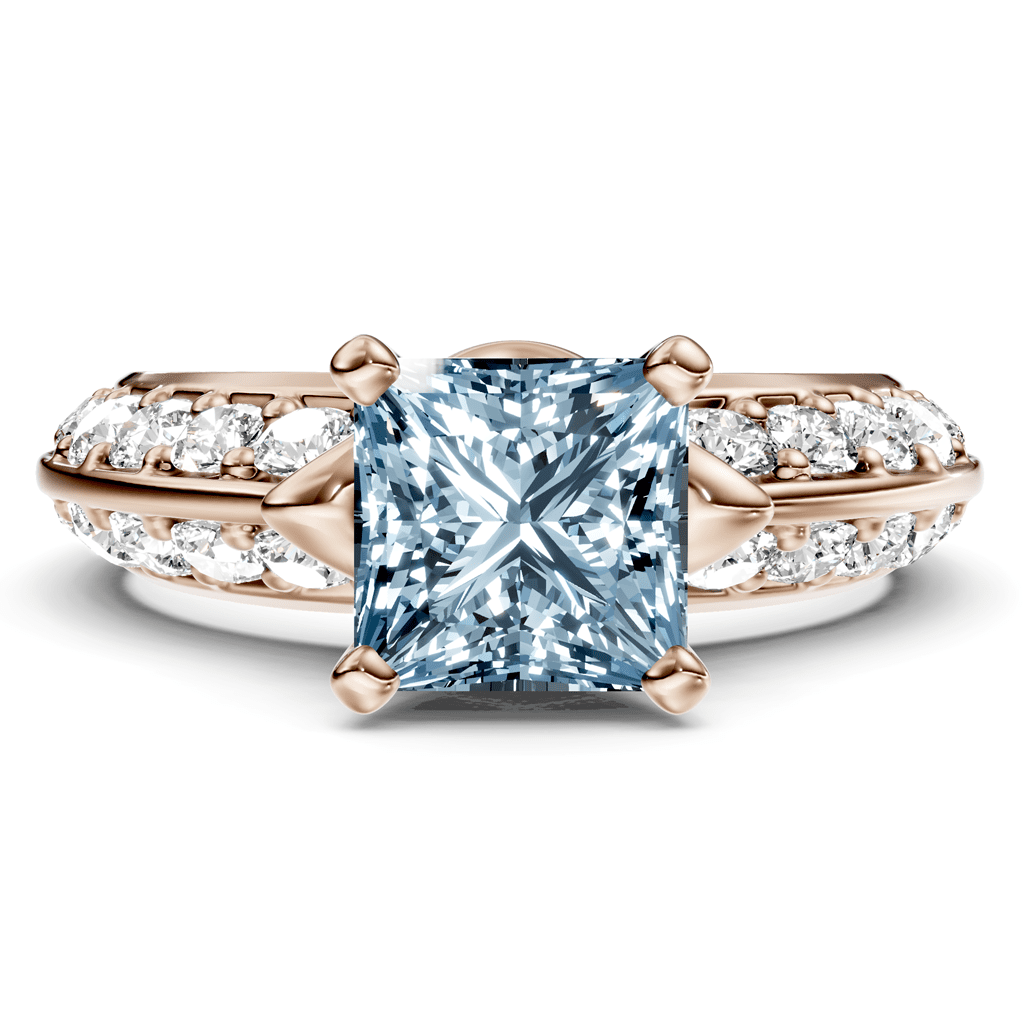 1.65-4.65 CT Princess & Round Cut Fancy Blue Diamonds - Engagement Ring