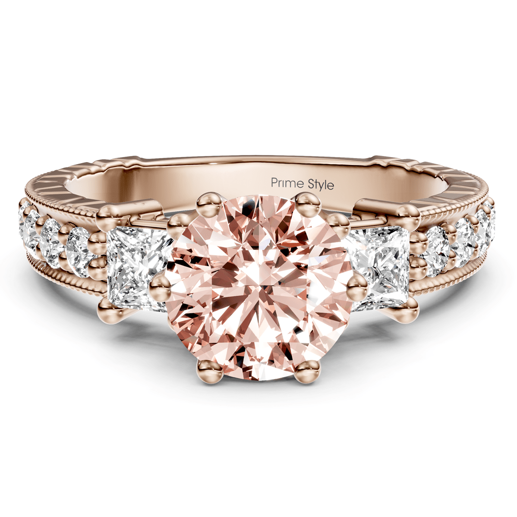 1.70 - 4.70 CT Princess & Round Cut Fancy Pink Diamonds - Engagement Ring - Primestyle.com