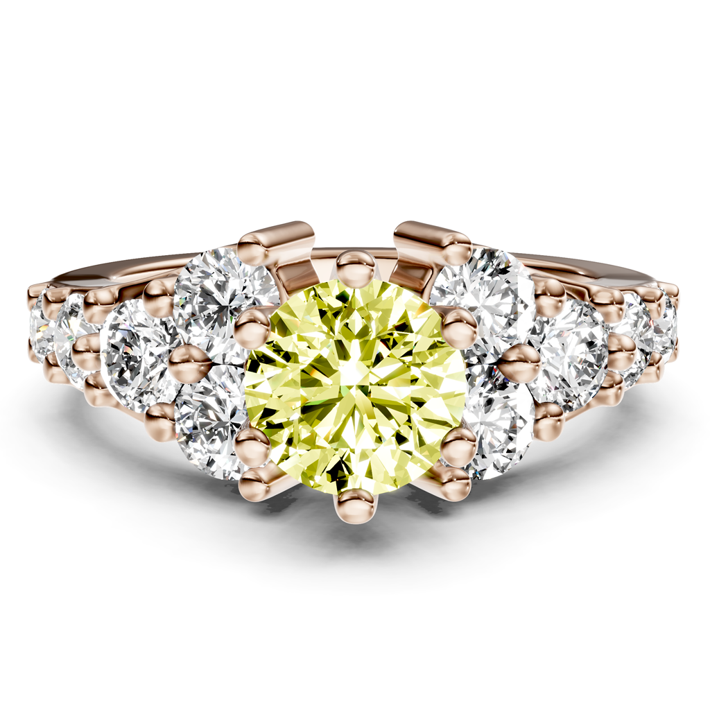 2.40-5.40 CT Round Cut Fancy Yellow Diamonds - Engagement Ring