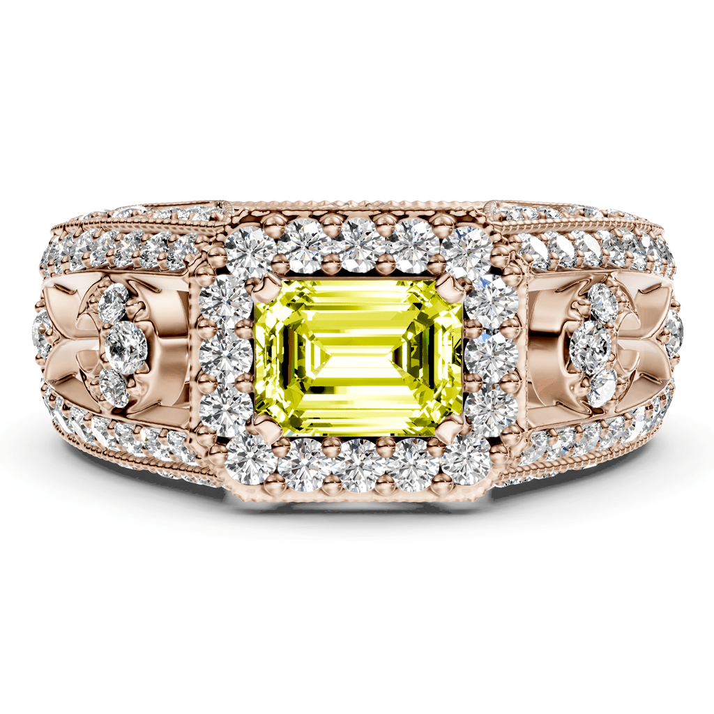 1.95 - 4.95 CT Emerald & Round Cut Fancy Yellow Diamonds - Engagement Ring - Primestyle.com