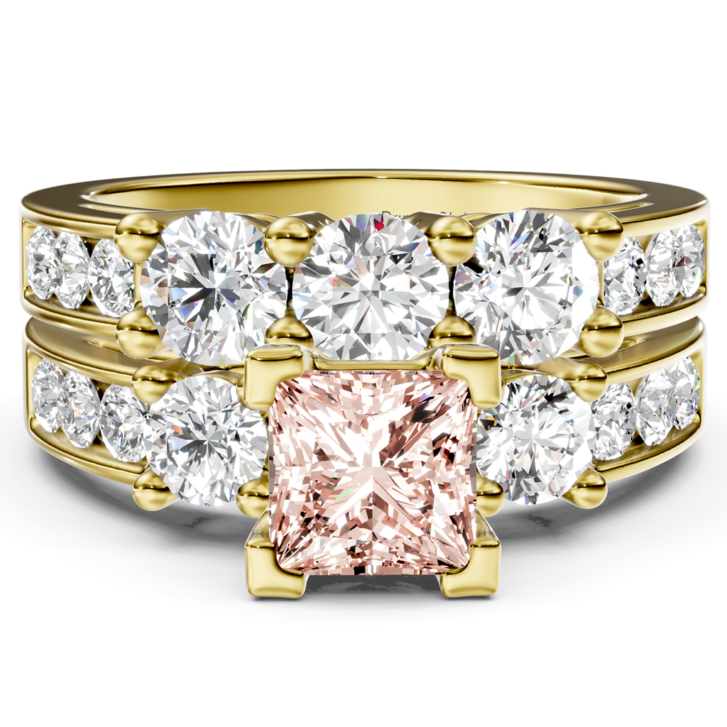 2.80-5.80 CT Princess & Round Cut Fancy Pink Diamonds - Bridal Set