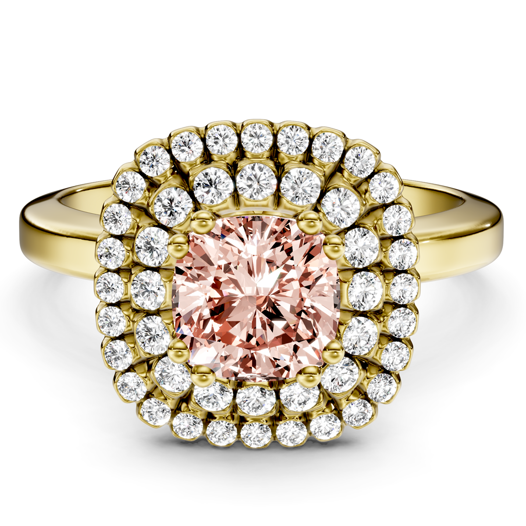1.34-4.34 CT Cushion & Round Cut Fancy Pink Diamonds - Engagement Ring