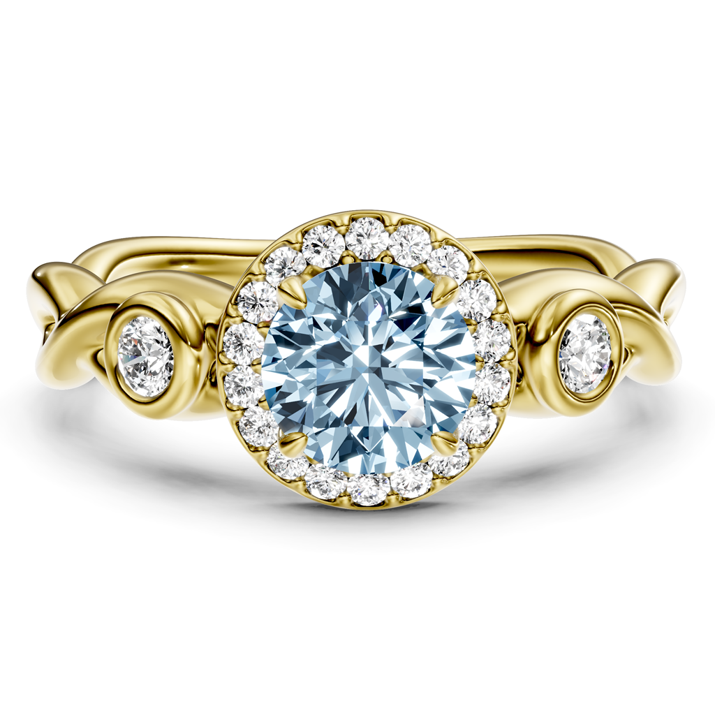 1.27-4.27 CT Round Cut Fancy Blue Diamonds - Engagement Ring