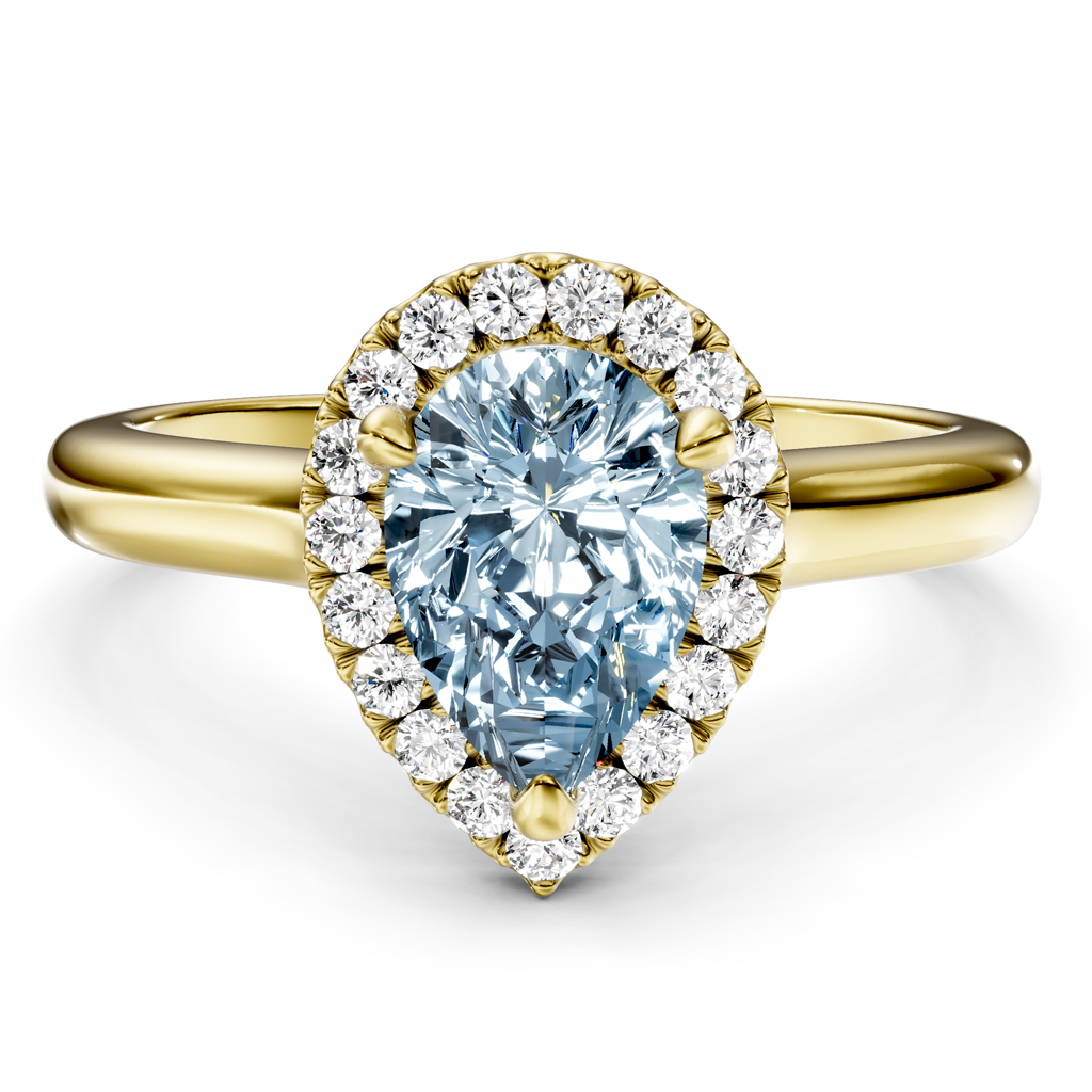 1.20-4.20 CT Pear & Round Cut Fancy Blue Diamonds - Engagement Ring