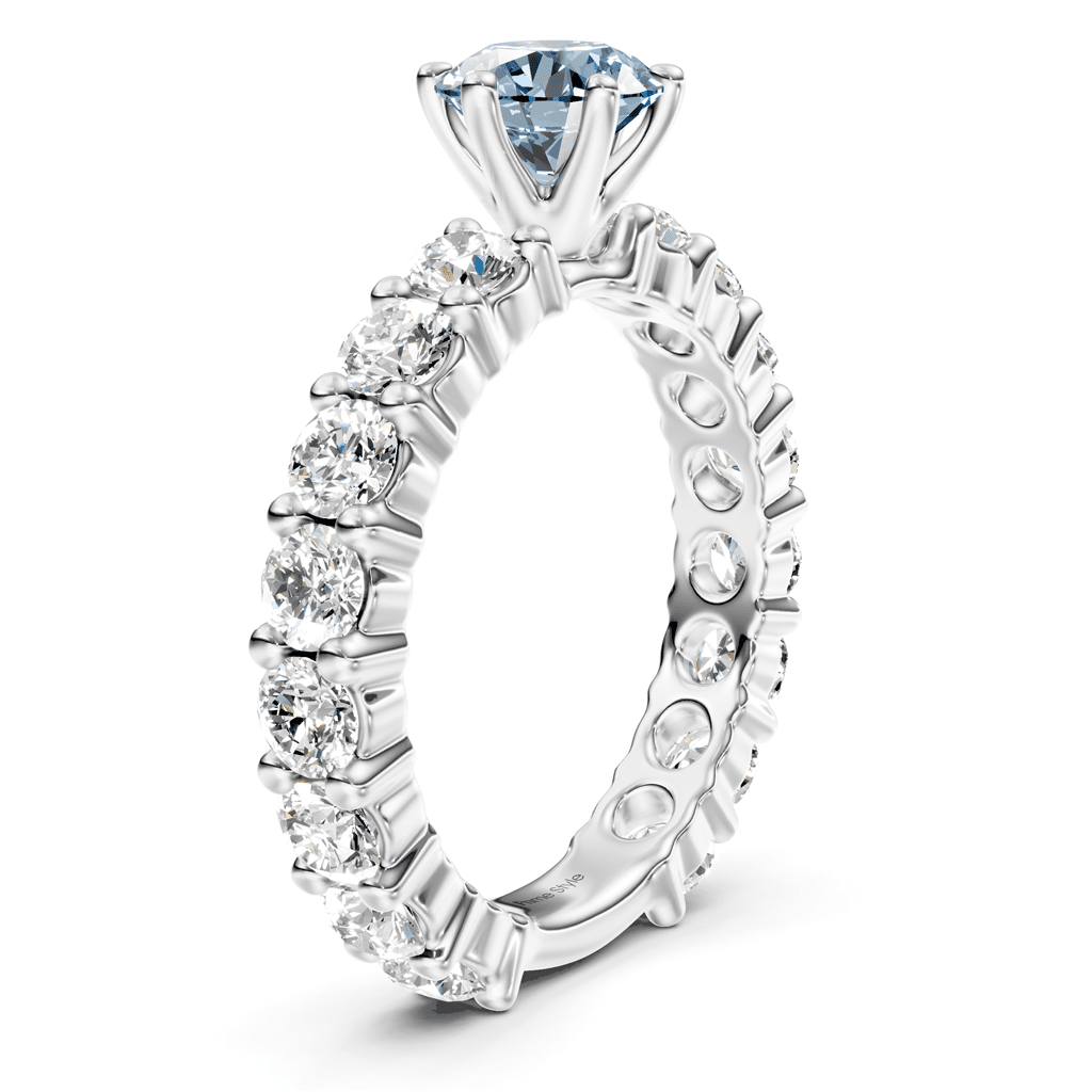 3.40-6.40 CT Emerald & Round Cut Fancy Blue Diamonds - Engagement Ring