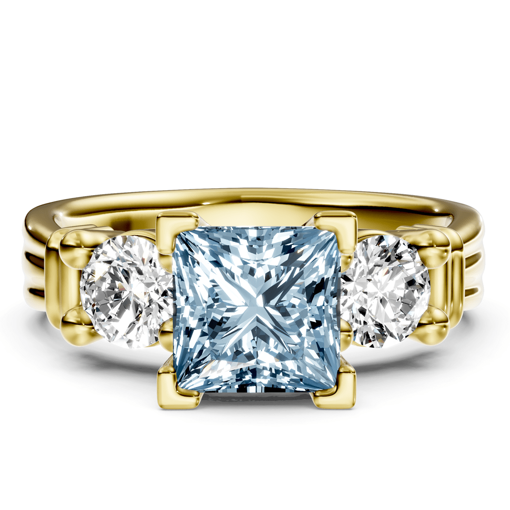 1.50-4.50 CT Princess & Round Cut Fancy Blue Diamonds - Engagement Ring