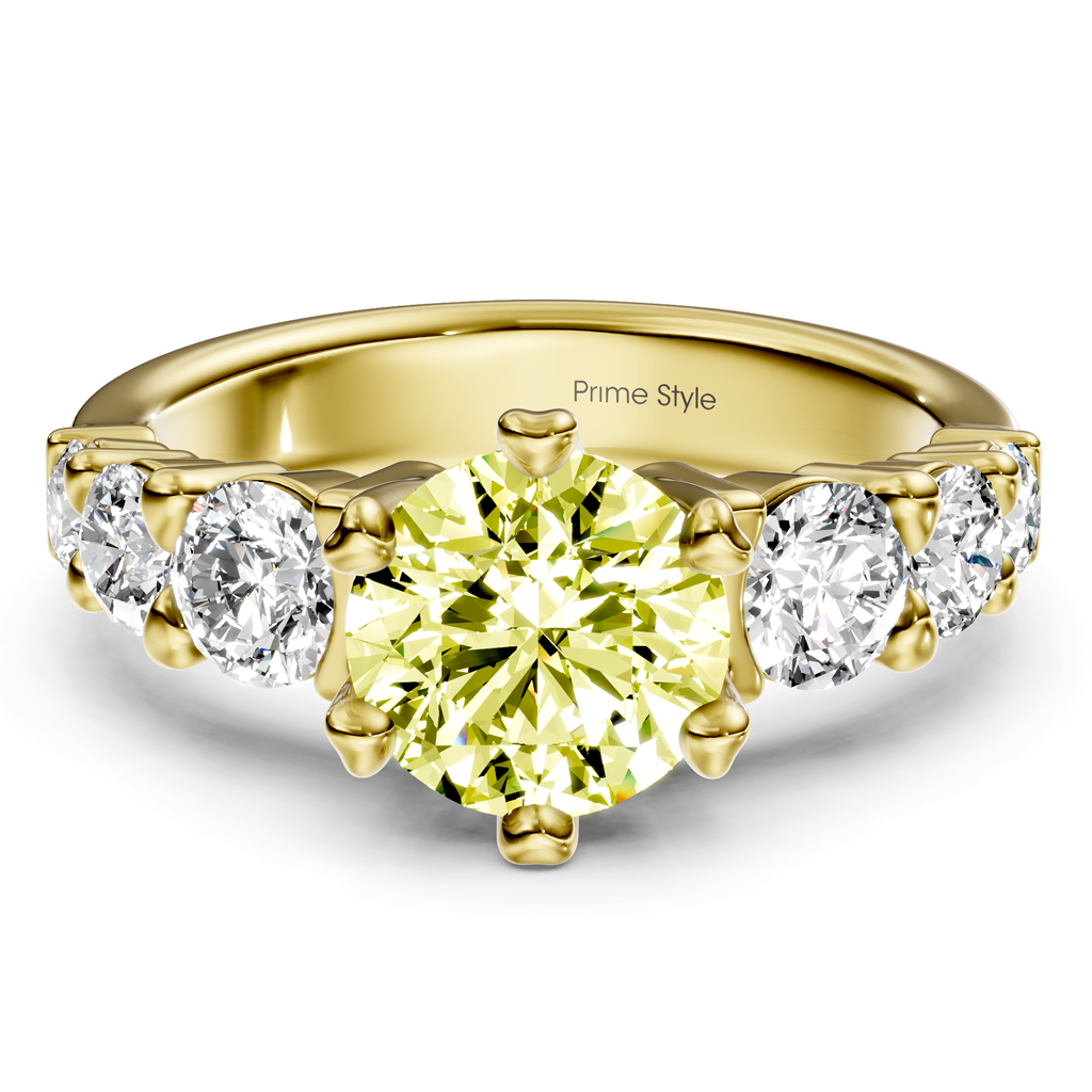 2.05-5.05 CT Round Cut Fancy Yellow Diamonds - Engagement Ring