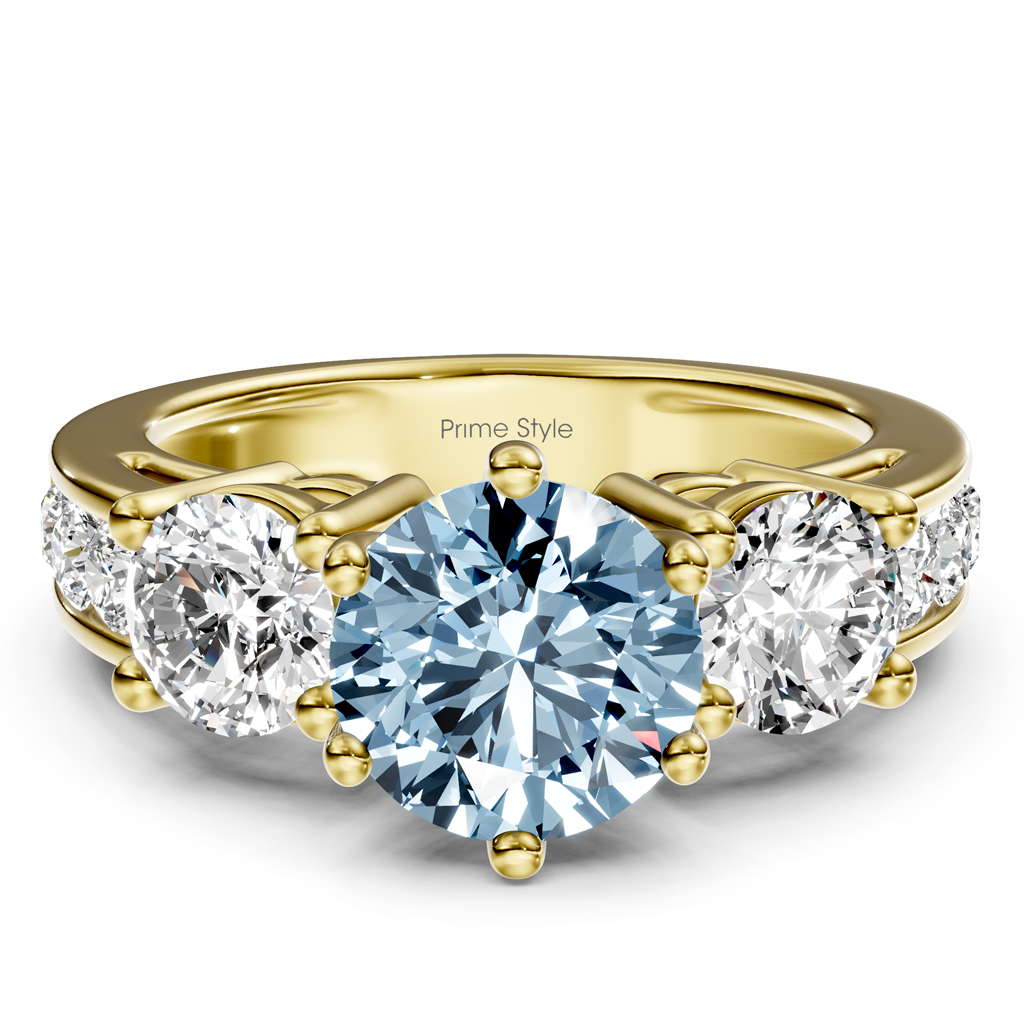 1.80-4.80 CT Princess & Round Cut Fancy Blue Diamonds - Engagement Ring