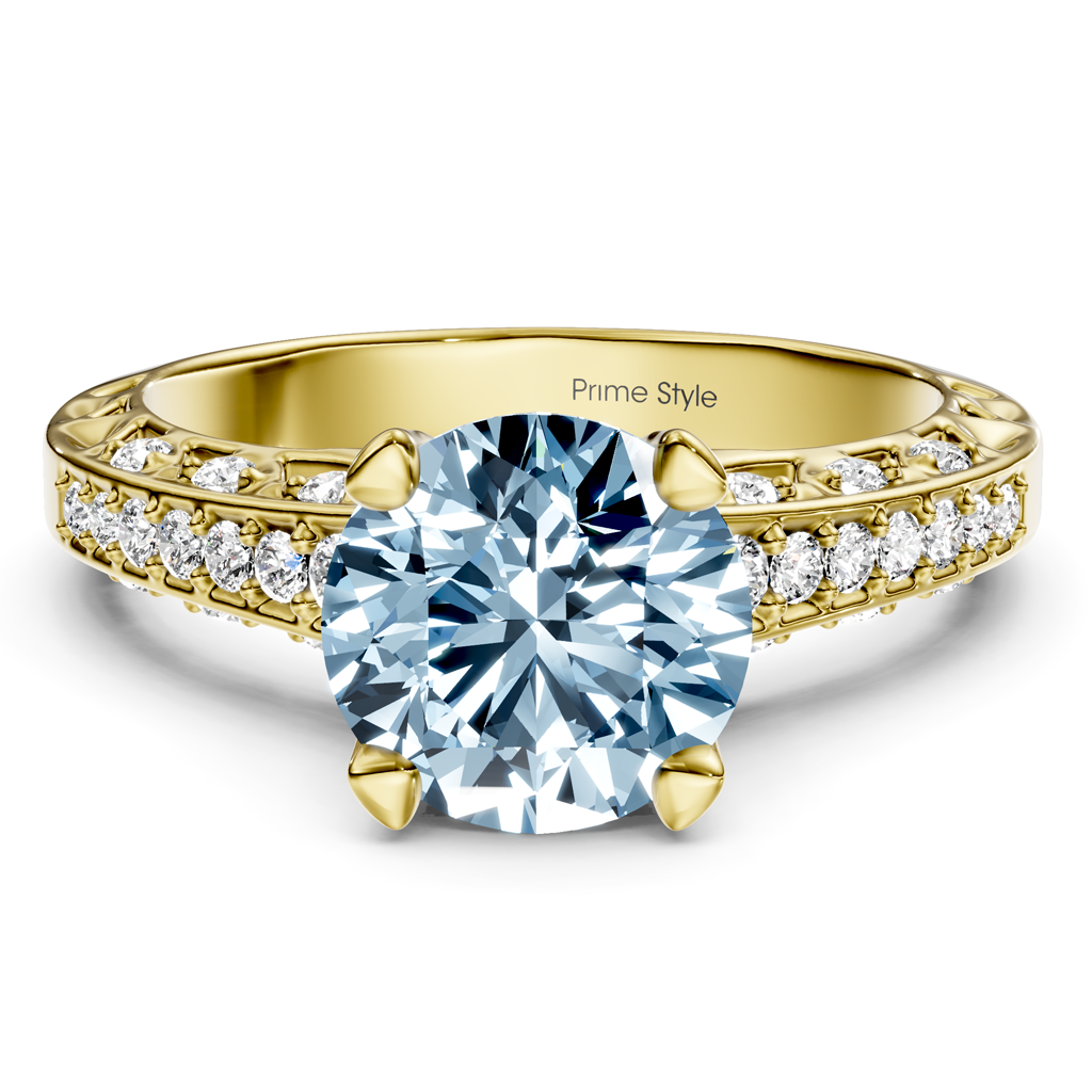 1.25-4.25 CT Round Cut Fancy Blue Diamonds - Engagement Ring