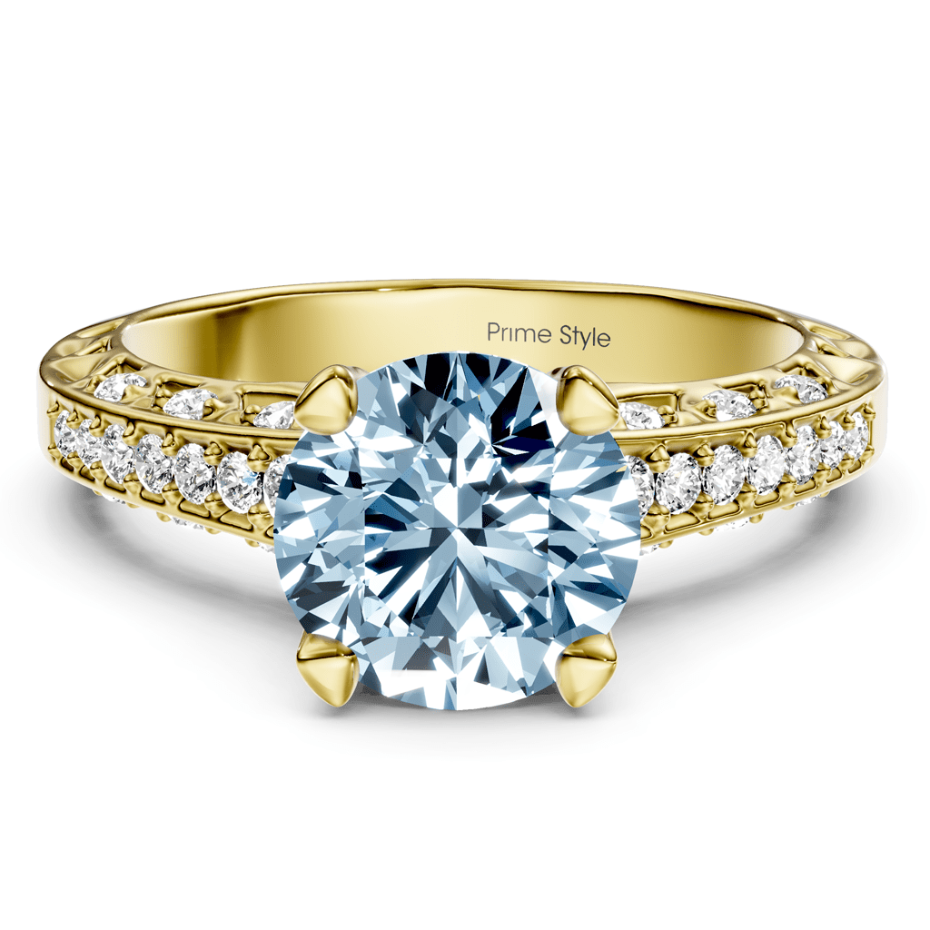 1.25 - 4.25 CT Round Cut Fancy Blue Diamonds - Engagement Ring - Primestyle.com