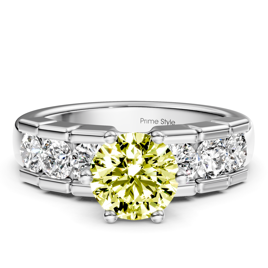1.85-4.85 CT Round Cut Fancy Yellow Diamonds - Engagement Ring