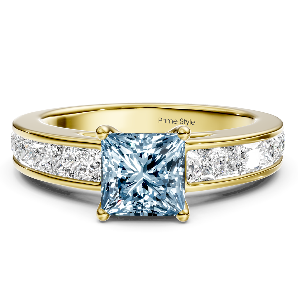 2.25-5.25 CT Princess Cut Fancy Blue Diamonds - Engagement Ring