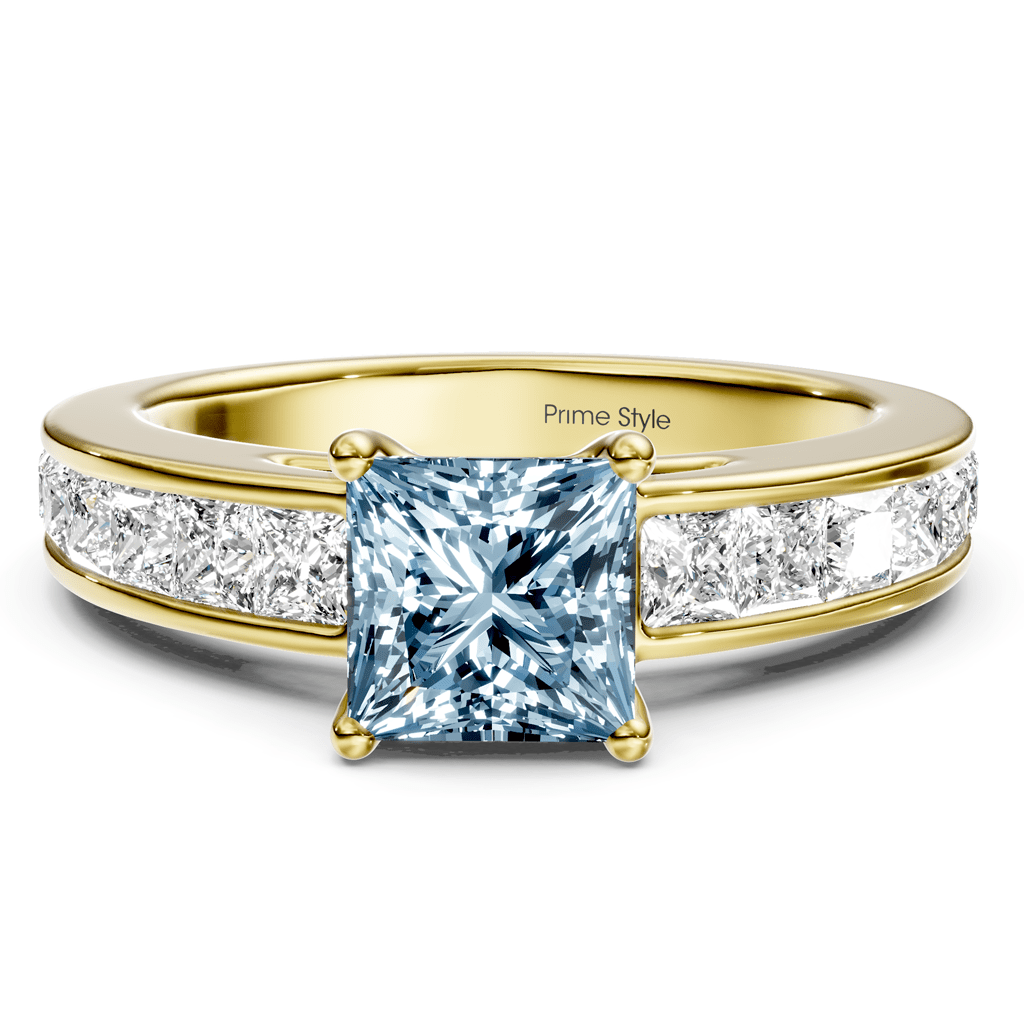 2.25 - 5.25 CT Princess Cut Fancy Blue Diamonds - Engagement Ring - Primestyle.com